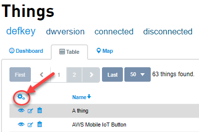 Customizing the Things page Table view