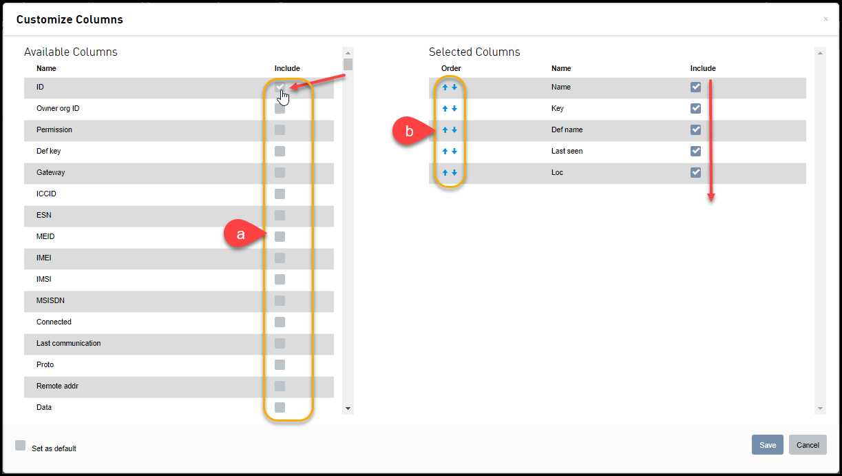 Customizing the Things page Table view