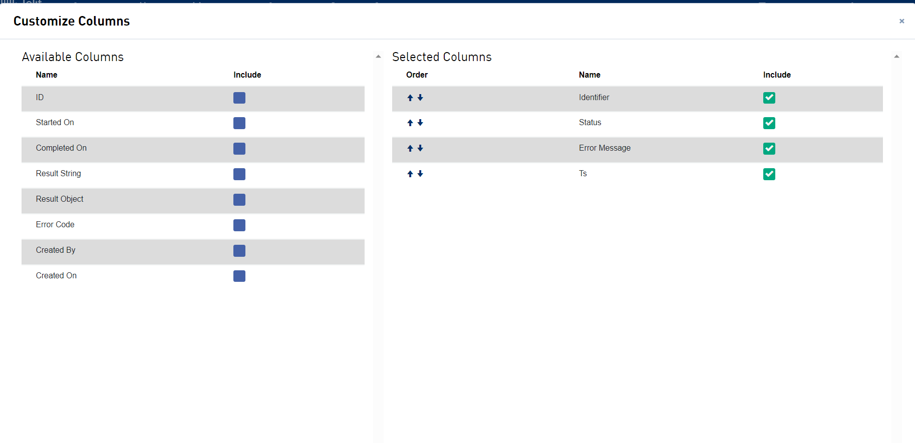 Customizing the Campaigns page Table view