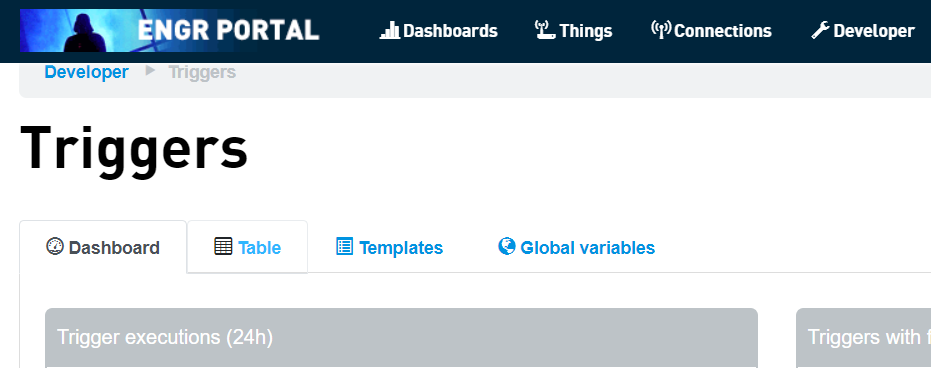 Customizing the Triggers page Table view