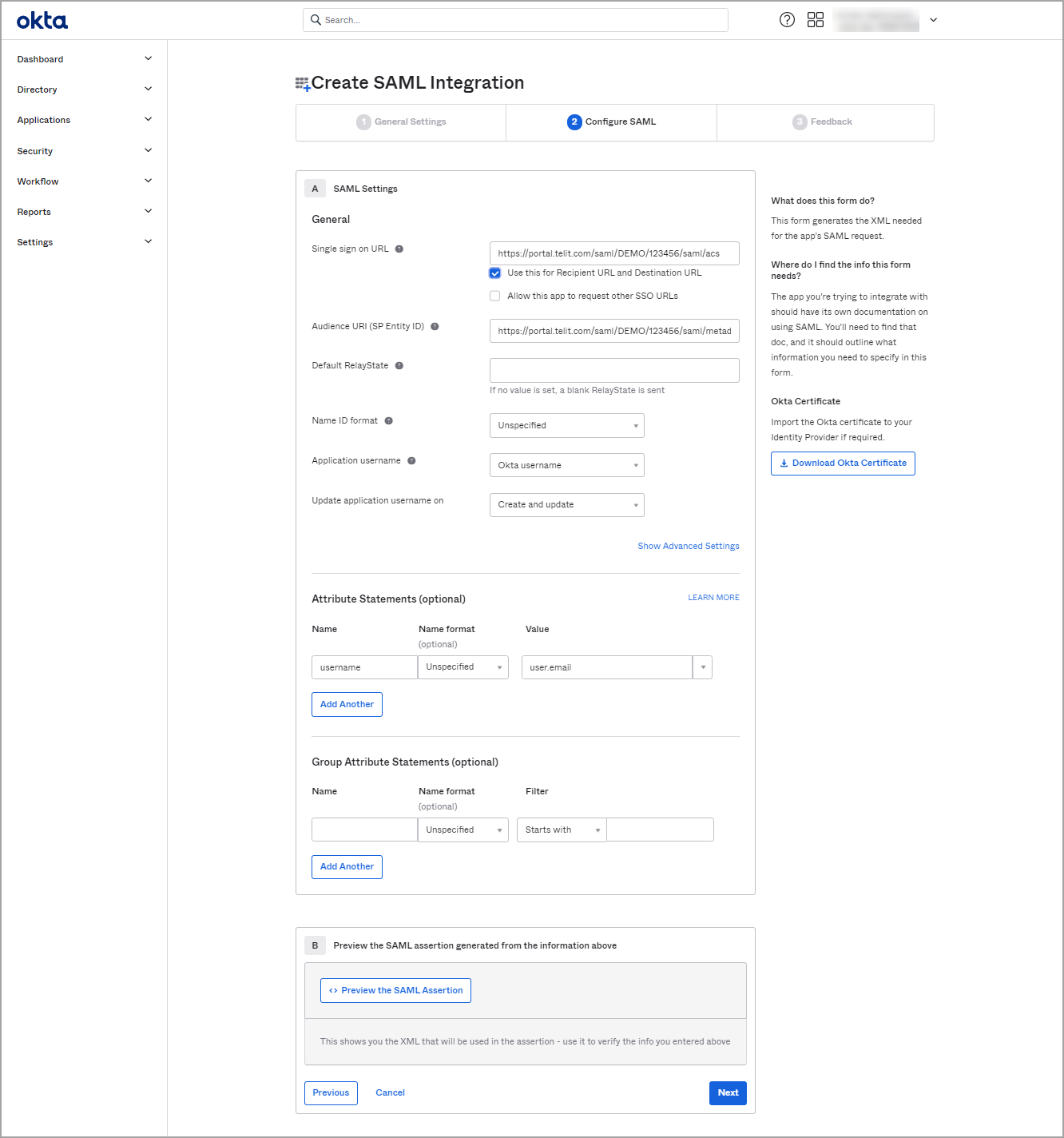 Creating A New Saml App In Okta