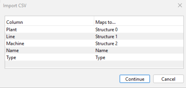 Importing CSV Structure Definitions