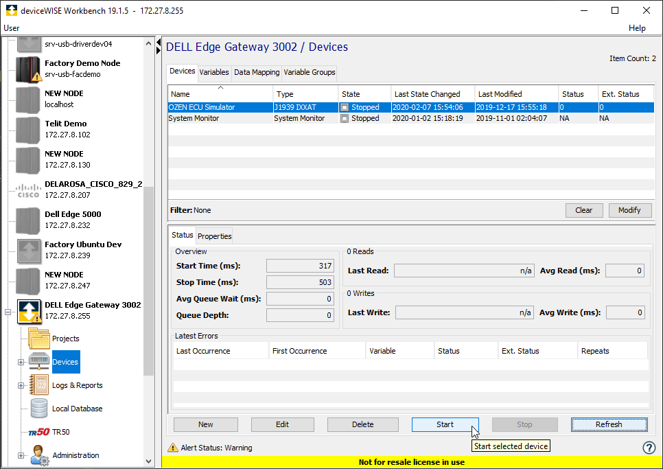 Verifying a J1939 IXXAT device configuration