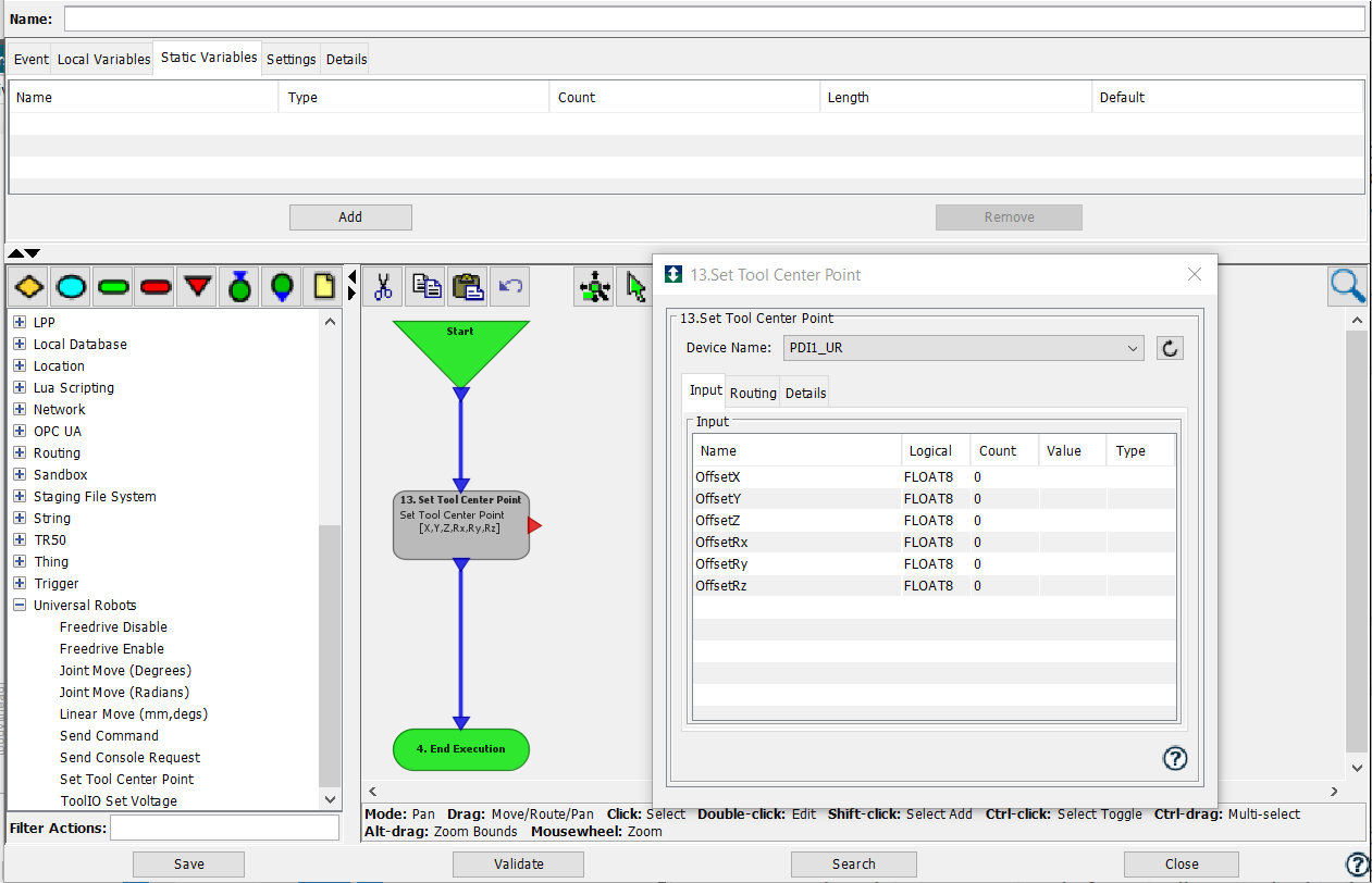 Set Tool Center Point event variables